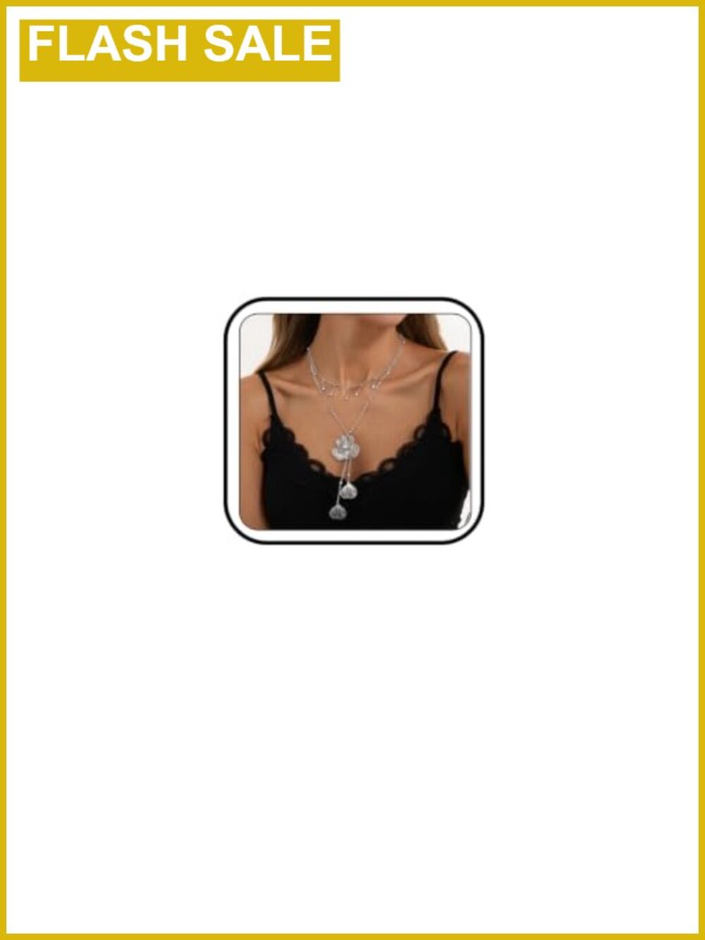 Layered Flower Tassel Pendant Necklace Vintage Gold Silver Floral Double Chain